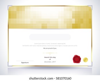 Golden certificate template design. Luxury certificate background. vector illustration.