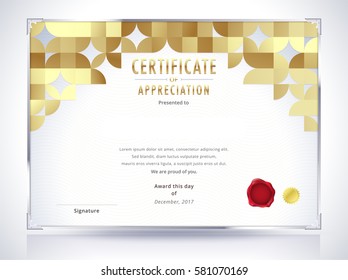 Golden certificate template design. Luxury certificate background. vector illustration.