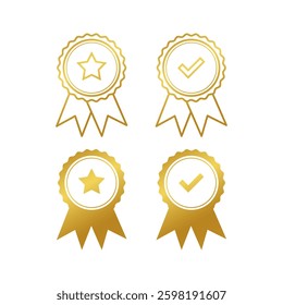 Golden certificate vector icon set.