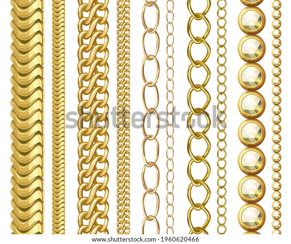 Golden Chain Collection Vector Cartoon Illustration Stock Vector