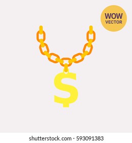 Golden Chain with Dollar Symbol Icon