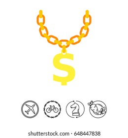 Golden Chain with Dollar Symbol Icon