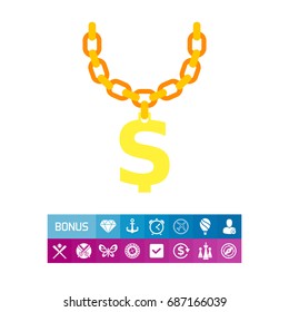 Golden Chain with Dollar Symbol Icon