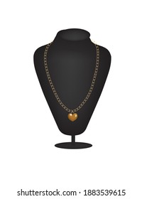 Goldene Kette mit Herz. Vektorgrafik