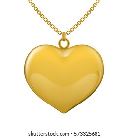 Golden chain with heart-shaped lavalier