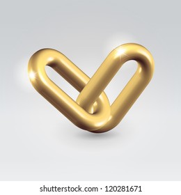Golden chain links connection - hyperllink icon business concept