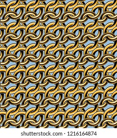 Golden Chain Links Seamless Pattern