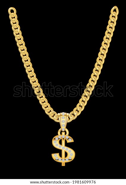 Golden Chain with\
a magnificent Dollar\
Pendant