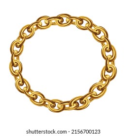 Goldener Kettenrunder. Kranz-goldene Kreisform. Realistische Vektorgrafik einzeln auf weißem Hintergrund. 