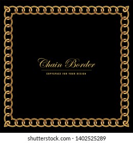 Golden Chain Square Border Frame. Rectangle Border with golden color. Jewelry Design. Vector illustration.