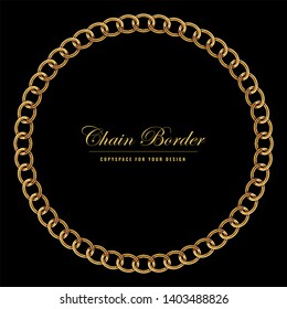 Marco de borde cuadrado de cadena dorada. Borde circular con color dorado. Diseño de joyería. Ilustración vectorial.