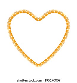 Golden chain with square segments shaped in heart form. Good for valentine's day design.