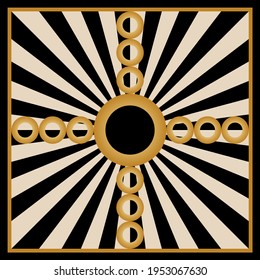 Golden chain with striped background.Vector path for print,fabric,scarf design.