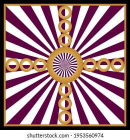 Golden chain with striped background.Vector path for print,fabric,scarf design.