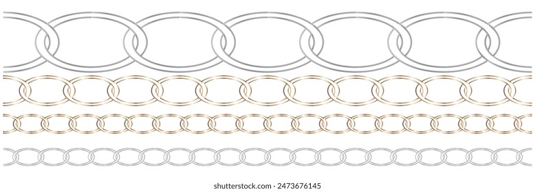 Golden chain vector hand drawn design art. Chain pattern . Eps10.