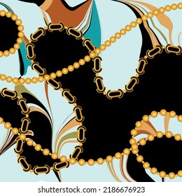 Golden chains with abstract pattern. Vector Illustration.
