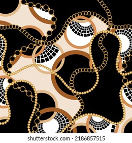 Golden chains with abstract pattern. Vector Illustration.