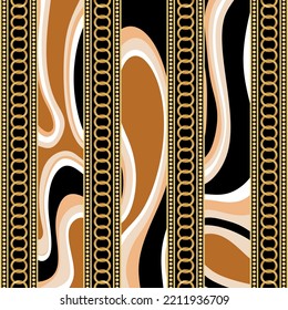 Golden chains with abstract pattern. Vector Illustration.