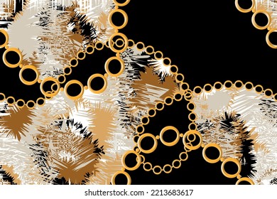 Golden chains with abstract pattern. Vector Illustration.
