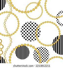 Golden chains with abstract pattern. Vector Illustration.