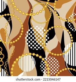 Golden chains with abstract pattern. Vector Illustration.