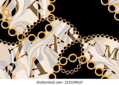 Cadenas doradas con un patrón abstracto. Ilustración vectorial.