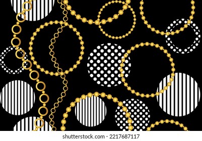 Chaînes dorées avec motif abstrait. Illustration vectorielle.