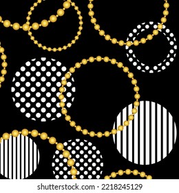 Golden chains with abstract pattern. Vector Illustration.