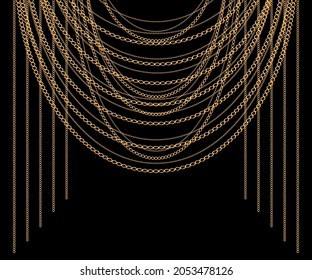 Golden chains background. Vector illustration.