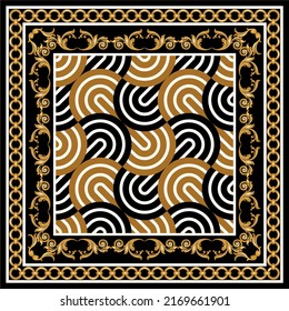 Golden chains with baroque pattern. Vector Illustration.