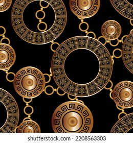 Golden chains with baroque pattern. Vector Illustration.