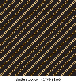 Golden chains diagonal seamless pattern on a black background. Baroque silk textile print, Batik fashion ornament, wallpaper, wrapping paper