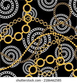 Golden chains with geometric pattern. Vector Illustration.