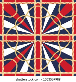 Golden Chains Luxury Classic Seamless Pattern with Rays.