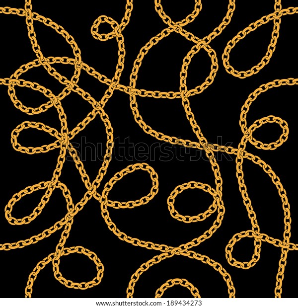 Golden Chains On Black Background Seamless Stock Vector Royalty Free