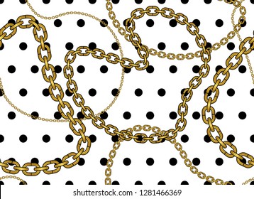 Golden Chains on Polka Dots, Seamless Pattern