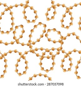 Golden chains on white background seamless pattern.