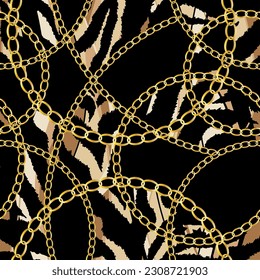 Golden chains pattern. Vector Illustration.