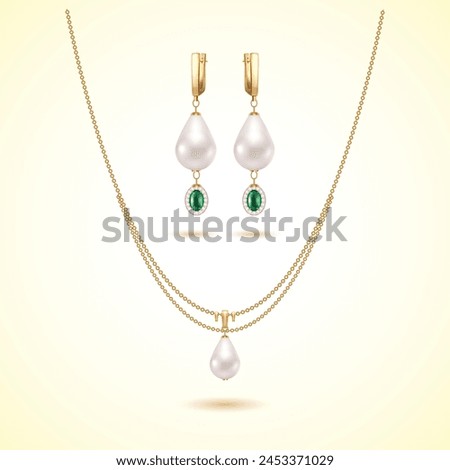 Golden chains pendants design vector. Precious necklaces.