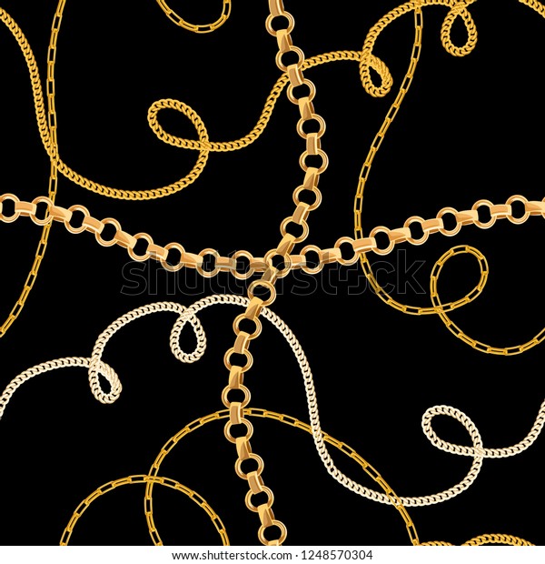 Golden Chains Seamless Pattern Fashion Background Stock Vector (Royalty ...