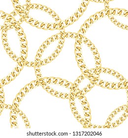 Golden Chains Seamless Pattern. Luxury Fashion Print.