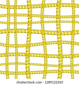 Golden chains seamless pattern. Metallic decoration. Vector illustration.