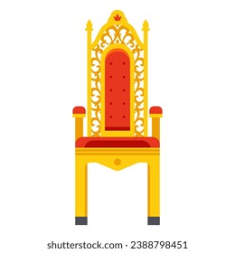 golden chair-throne on a white background. flat vector illustration