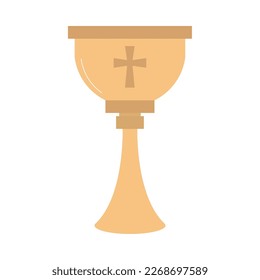 golden chalice with cross icon isolated