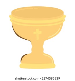 golden chalice with cross icon isolated
