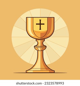 Golden chalice holy communion. First communion concept. Vector stock svg