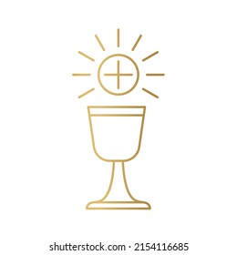 Golden Chalice Host Holy Communion Icon Stock Vector (Royalty Free ...