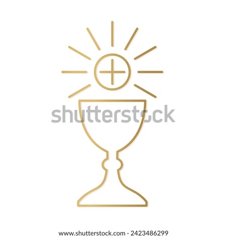 golden chalice and host, Holy Communion icon- vector illustration