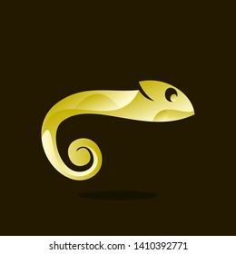 golden chameleon logo design inspiration . chameleon logo template . gold chameleon icon