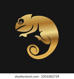 Golden chameleon logo design tempalte